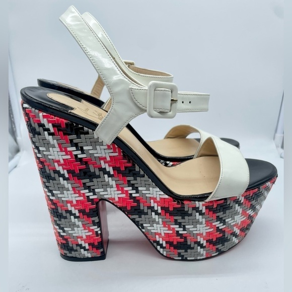 Christian Louboutin Rare bella platform sandal white leather strappy tweed 41 - Picture 12 of 12